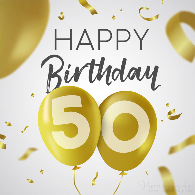 50th Birthday Wishes Gold Balloons Streamers 800x800
